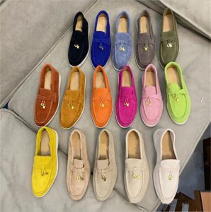 Designer LP Casual Shoes Men Loro Suede Loafers Fashion Dress Shoe Charms Embellished Walk Suede Sneakers Herrläderloafer