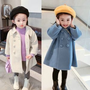 Hoodies Sweatshirts Winter Girl's Long Fashion Plus Cotton Coat Baby Girl Korean Style Thickened Double-breasted Children Warm Jacket 230222