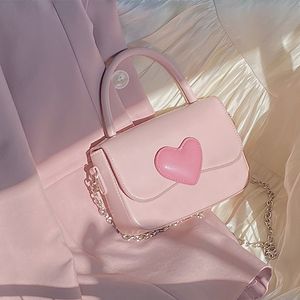 Borse da sera Borsa a tracolla quadrata piccola Girly con cuore rosa Moda Amore Borsa da donna Borsa a tracolla Borsa a catena femminile con manico superiore Messenger Regalo 230223