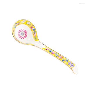 Bowls Wanhua Enamel Long Handle Large Spoon Household Cute Court Chinese Wine Restaurant Soup Ceramic Tableware