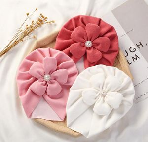 INS 11 Renk Moda Bebek Beanie Cap ile Çiçek Tasarım Saç Aksesuarları Düz ​​Renk Hindistan Tarzı Şapka