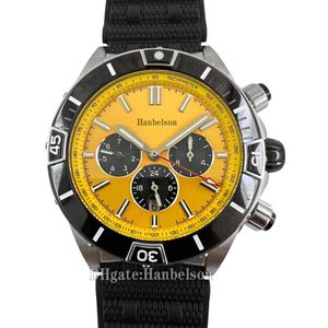 1884 Orologio da uomo Quadrante giallo luminoso Movimento automatico Vetro zaffiro B01 Cassa in acciaio pesante Cinturino in gomma Roller Ball Designer Orologio da polso maschile 44mm