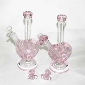 Hookahs heart Mini Glass Bongs Recycler Dab Oil Rigs Water Pipes 14mm Joint with Bowl Terp Slurper Quartz Bangers
