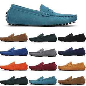 Men Casual Shoes Mens Slip on Lazy Suede Leather Shoe Big Size 38-47 Red Army Green