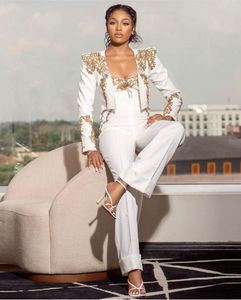 Jumpsuit svart flickor prom kl￤nning 2023 vit med jacka l￥ng￤rmad satin p￤rlstav aso ebi aftonkl￤nningar outfit pant formell kl￤nning tillf￤lle anpassade kl￤der de bal