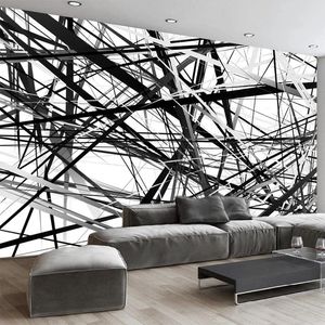 Wallpapers Custom Po Wallpaper Modern 3D Stereo Black And White Line Architectural Abstract Mural Decoration Background Wall Papers