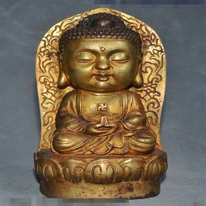 Oude China Tibetaans Boeddhisme Tempel Pure bronzen Shakyamuni Amitabha Boeddhas Statue279y