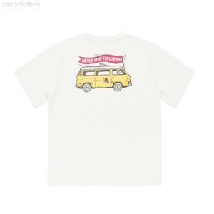 TNF Amanti della maglietta in cotone traspirante da uomo Urban Outdoor Cartoon Car Letter Stampa Moda Casual manica corta