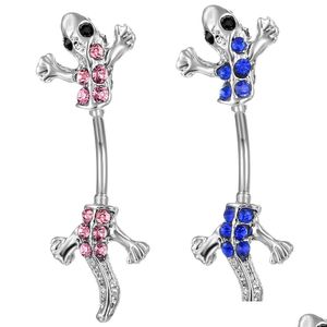 ネーブルベルボタンリングD0424 Gecko Belly Stud Lt.Blue Color 10mm長14GAドロップ配信ジュエリーボディDH84Z