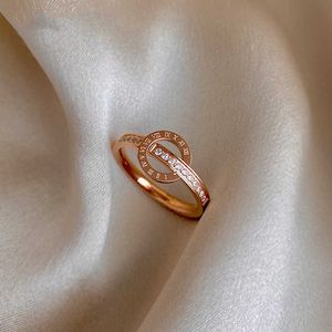 Bandringar Delikat Titanium Steel Roman Numal Rose Gold Rings for Woman Korean Fashion Jewelry Wedding Party Girls 'Luxury Ring Set G230213