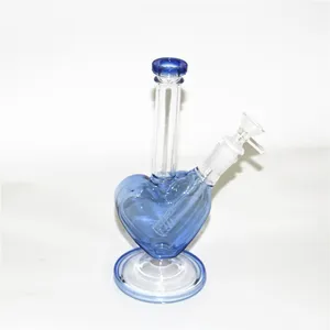 Hopahs Glass Bong Perc Heady 14mm Joint Water Pipes Dab Oil Rigs Small Mini Bongs With Heart Shape Bowl