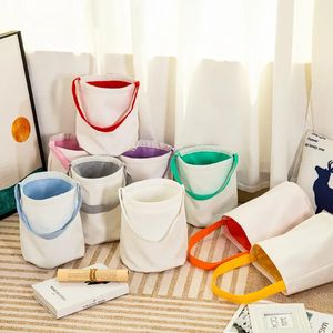 Party Supplies Sublimation Blank DIY Easter Basket Bags Cotton Linen Carrying Gift and Eggs Hunting Candy Bag Halloween Storage Pouch Handbag Toys Bucket tt0223