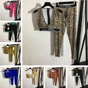 Fashion Womens Tracksuits Vest Pant Yoga Sets Letter Print Women Two Piece Set Sexy Ladies Fiess Clothing Sportswear Suit