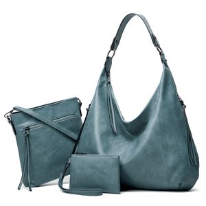 Fashion womens bag three-piece design handbag solid color totes bag