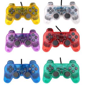 Wired Vibration GamePad Wireless Video Game PS2コントローラーPlayStation 2ジョイスティック透明クリア