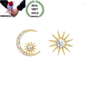 Stud Earrings OMHXZJ Wholesale European Fashion Woman Party Birthday Wedding Gift Moon Sun Zircon 18KT White Rose Gold EA543
