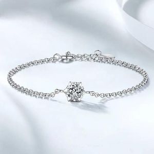 Link Bracelets Chain Trendy 925 Sterling Silver 1ct D Color VVS1 Moissanite Snowflake Star For Women Jewelry Charm Bracelet Girls GiftLink