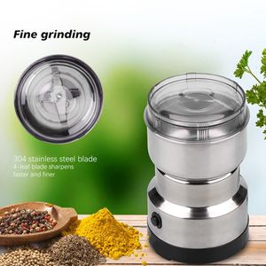 Mills Electric Coffee Grinder Hushållens spannmål Nötter Kryddor Bönor Mjöl Maskin Portable Multifunktionellt kök Chopper Blade 230224