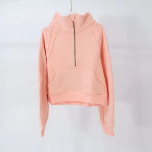 Designer Yoga Hoodie feminino mais uma carta de veludo espessamento esportes meio zíper terry suéter solto roupas curtas séries de moletom feminino colarinho moletom x-xl