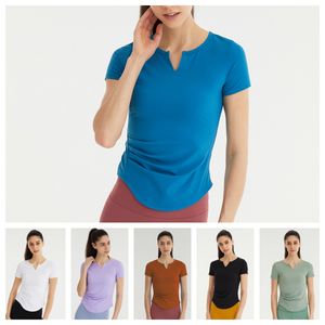 Koszulki treningowe LL dla kobiet Topy do jogi z krótkim rękawem Casualowa koszulka turystyczna Athletic Oddychająca koszulka Quick Dry