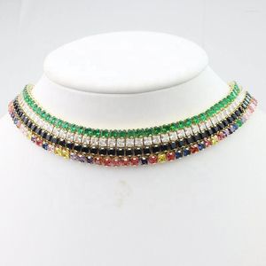 Ketten 5 teile/los Luxus Zirkon Halskette Vergoldet Farbige Zirkonia Glas Schmuck Trendy Einstellbare Cz Großhandel