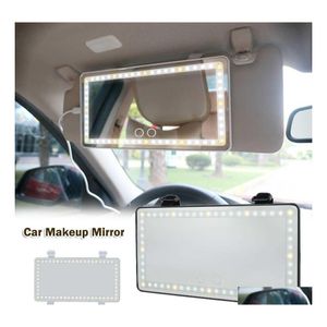 Interior Decorations Car Makeup Mirror With Led Light Visor Hd Cosmetic Mirrors Vanity Sun Shade Smart Touch Drop Delivery Mobiles M Dhblc