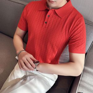 トップグレードの高品質のメンズデザイナーポロシャツ新しい夏のブランドストライプ刺繍半袖カジュアル男性服2023