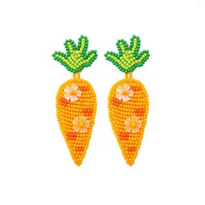 Dangle Earringsイースターをテーマにした耳ドロップ女性用野菜ジュエリーギフトバスケットFIのためのニンジン形状の種子ビーズオレンジイヤリング