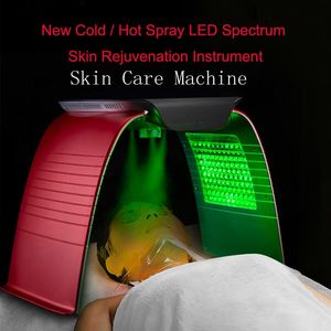 Professionell PDT LED -ljus ansiktsterapi hudf￶ryngring maskin 7 f￤rger ljusterapi anti rynka kropp ansikte akne borttagningsenhet med varm kall nano spray