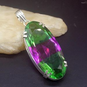 Pendanthalsband Hermosa smycken Solitaire Green Dichroic Glass Unikt Silver Color Charm Halsband för kvinnliga gåvor 20234683