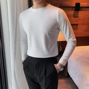 Men's T Shirts Plus Size 4XL-M Autumn Winter Long Sleeve Fleece T-Shirts Men Clothing Solid Round Collar Slim Fit Casual Tee Shirt Homme