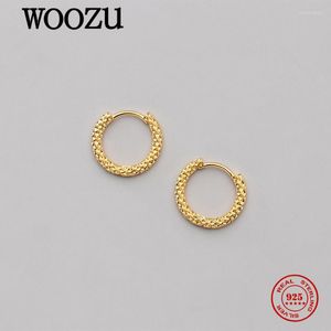 Brincos de argola woozu real 925 prata esterlina inseada de luxo para mulheres garotas bohemian rock punk orar buckle jóias presente