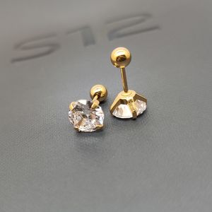 Quality Stainless Steel Studs Ornament 3A Zircon Single Diamond Simple Graceful Ear Bone Stud Factory Wholesale