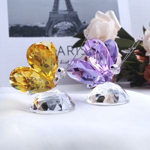 Decorative Objects Figurines Crystal Handmade Butterfly Figurine Miniature Animal Craft Glass Ornament Home Decoration Paperweight Birthday Gift 230224