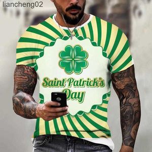 Herr t-shirts herrar t-skjortor glad St. Patrick's Day Men shirt mardi gras irländska gröna toppar unisex sommar kortärmad gata tees överdimensionerade kläder w0224