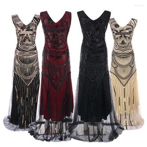 Sukienki imprezowe 30 kobiet rycząc dwudziestki sukienka na wieczór lat dwudziestych XX wieku seksowna vintage świetne gatsby fringed maxi tassel bodycon