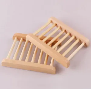 American Natural Bamboo trä tvålskålar trä tvålar bricka hållare förvaring rack tallrik behållare för baddusch badrum 50 st 11,5*9 cm