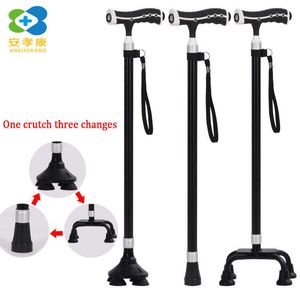 Trekking Poles ANXIAOKANG Adjustable T handle Black Walking Sticks Aluminum Alloy Trekking Hiking Poles For Men Women Disabled Canes Elderly J230224