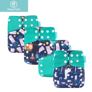 Pieluchy tkanina Happyflute Ekskluzywne 4PCS Ustaw OS Pocket Pocket Diaper wielokrotne użycie dziecięcego nadruku pieluszki Regulowana pieluchy dla niemowląt 230223