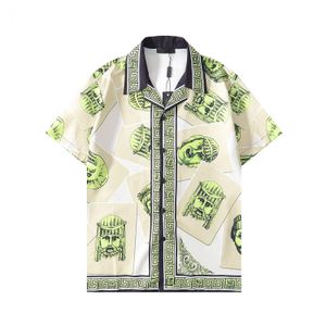 Nowa koszula designerska męska guzika w górę do kręgli koszula Hawaii Floral Casual Shirts Men Men Slim Fit Sukienka z krótkim rękawem Hawajska T-shirt