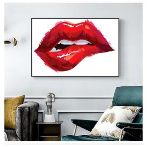 Lippen Drucke HD Bild Leinwand Malerei Wand Kunst Bilder für Wohnzimmer Home Dekoration Kein Rahmen Nordic Poster Einfache Sexy rot Woo