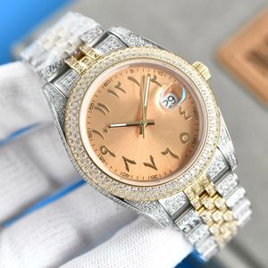 Full Diamond Watch Mens Automatic Mechanical Watches Waterproof 41mm Diamond-studded Steel Bracelet Sapphire Women Business