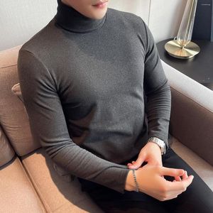 Men's T Shirts Autumn Winter Pullovers Tee Shirt Men Clothing 2023 Simple Plus Size 4XL-M Warm Velvet Casual T-Shirts Slim Fit Turtleneck