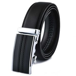 Belts Fashion Automatic Buckle Genuine Leather Mens Belts Luxury Brand Jeans High Quality Goth Waist Belt for Men Black Big 130cm Long Z0223