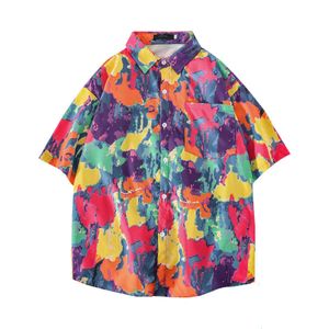 Men's Casual Shirts Fashion Mens Colorful Tie Dye Button Up Shirt Summer New Hawaiian Beach Shirts Mens Loose Short Sleeve Chemise Hawaiienne Homme Z0224