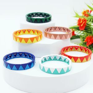 Strand Boho Fashion Women Enamel Bracelet DIY Geometric Triangle Handmade Bead String Beads Stretch Charm For