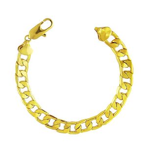 Urok bransoletki 10 mm Miami Curb Cuban Bransoletę Łańcuch dla mężczyzn 24K Gold Kolor Hip Hop Party Biżuteria 8 -calowa