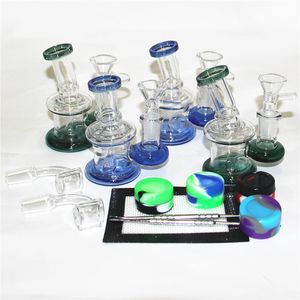 4,5 -calowe mini szklane bongs platformę DAB Hookah 14 mm żeński staw z szklaną miską Recycler Bubbler zlewka bong rurki wodne