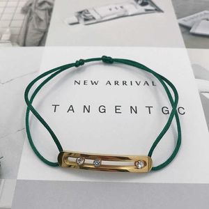 Catena a maglie Vankeliif messeca in acciaio inossidabile striscia lunga tre accessori scorrevoli bracciale neutro intrecciato a mano corda rossa gioielli popolari G230222