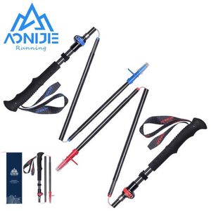 Trekking Poles Aonijie E4087 Justerbar vikbar ultralätt kolfiber snabblås Trekking Poles Toming Running Pole Outdoor Walking Stick J230224